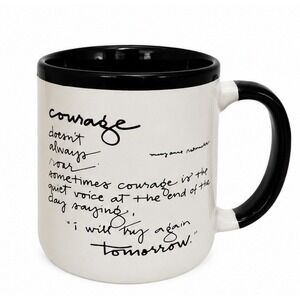 Abbey Press Mary Anne Radmacher Courage Quote Coffee Mug Inspiration Black White